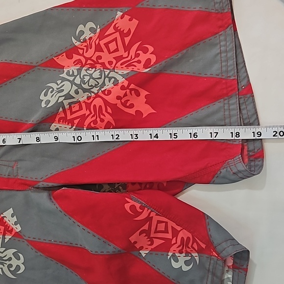 Vana Tribal Swim Shorts Handmade M Eco-Friendly Gray Red Pink - Picture 16 of 17